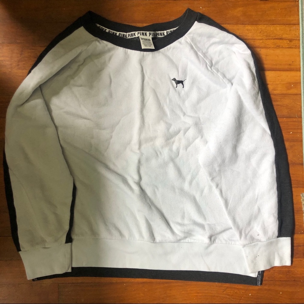 Grey And White Pink Crewneck